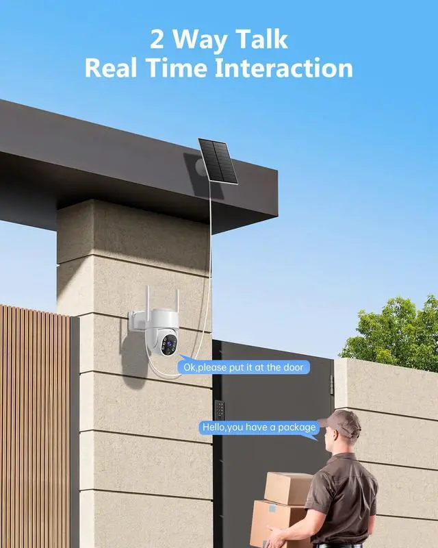 Alt view image 5 of 7 - Solar Security Cameras Wireless Outdoor, 5G&2.4GHz WiFi Cameras for Home Security, 2K PTZ Battery Powered Outside Cam, 2 Way Talk, Color Night Vision, Human Detection for Porch/Garage/Yard, 2 Packs