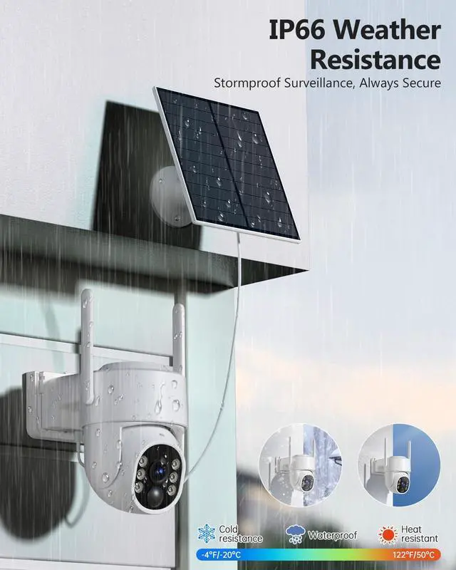 Alt view image 6 of 7 - Solar Security Cameras Wireless Outdoor, 5G&2.4GHz WiFi Cameras for Home Security, 2K PTZ Battery Powered Outside Cam, 2 Way Talk, Color Night Vision, Human Detection for Porch/Garage/Yard, 2 Packs