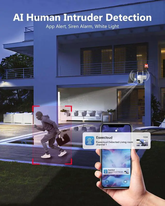 Alt view image 7 of 7 - Solar Security Cameras Wireless Outdoor, 5G&2.4GHz WiFi Cameras for Home Security, 2K PTZ Battery Powered Outside Cam, 2 Way Talk, Color Night Vision, Human Detection for Porch/Garage/Yard, 2 Packs