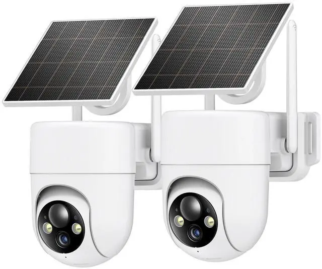 Main image of 2K Solar Security Cameras Wireless Outdoor, 2PCS Outdoor Camera Wireless with 360° View, Cameras for Home Security with Color Night Vision/2-Way Audio, 2.4GHz Wi-Fi Only