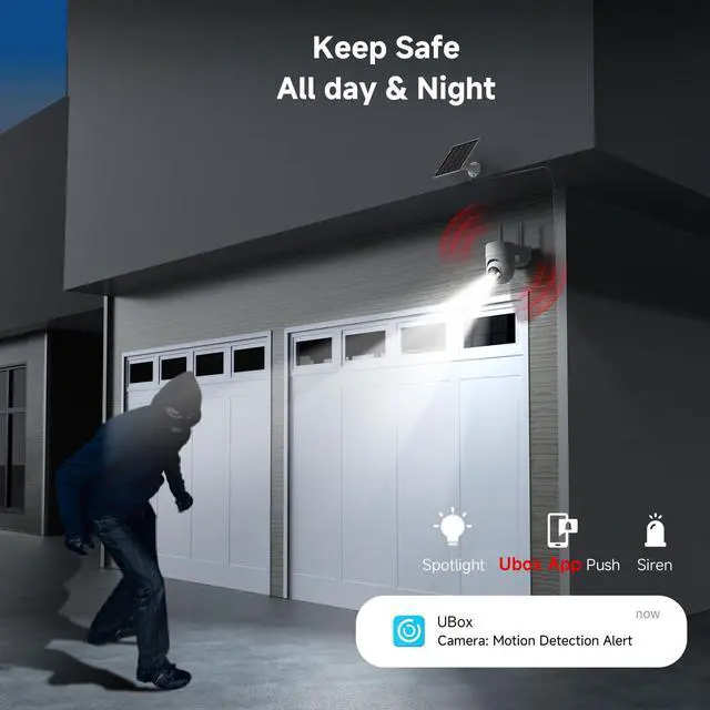 Alt view image 6 of 7 - 2K Solar Security Cameras Wireless Outdoor, 2PCS Outdoor Camera Wireless with 360° View, Cameras for Home Security with Color Night Vision/2-Way Audio, 2.4GHz Wi-Fi Only