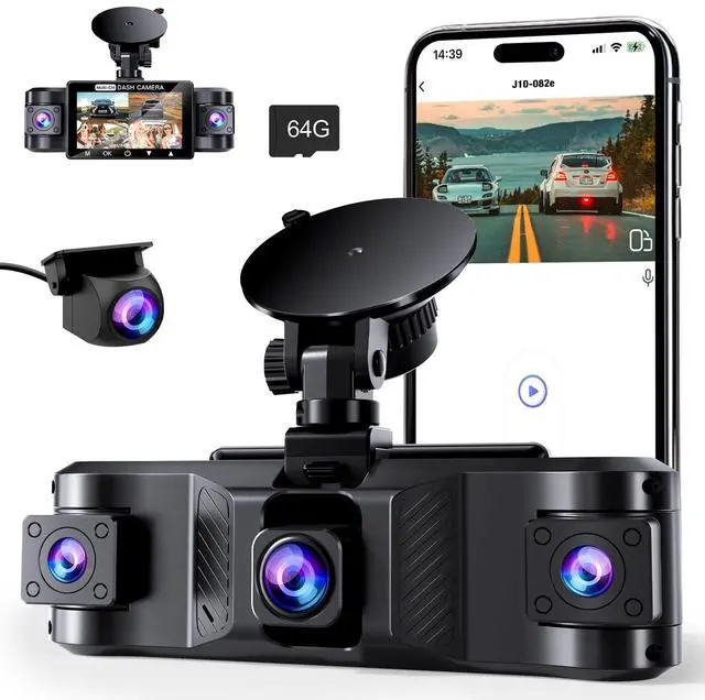 Main image of 4 Channel 2.5K Dash Cam Front Rear Left Right, 170° Wide Angle Car Dash Camera with 5GHz WiFi & App Control, G-Sensor, Super Night Vision, 24H Parking Monitor, Loop Recording, 64GB SD Card Included