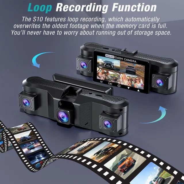 Alt view image 5 of 7 - 4 Channel 2.5K Dash Cam Front Rear Left Right, 170° Wide Angle Car Dash Camera with 5GHz WiFi & App Control, G-Sensor, Super Night Vision, 24H Parking Monitor, Loop Recording, 64GB SD Card Included