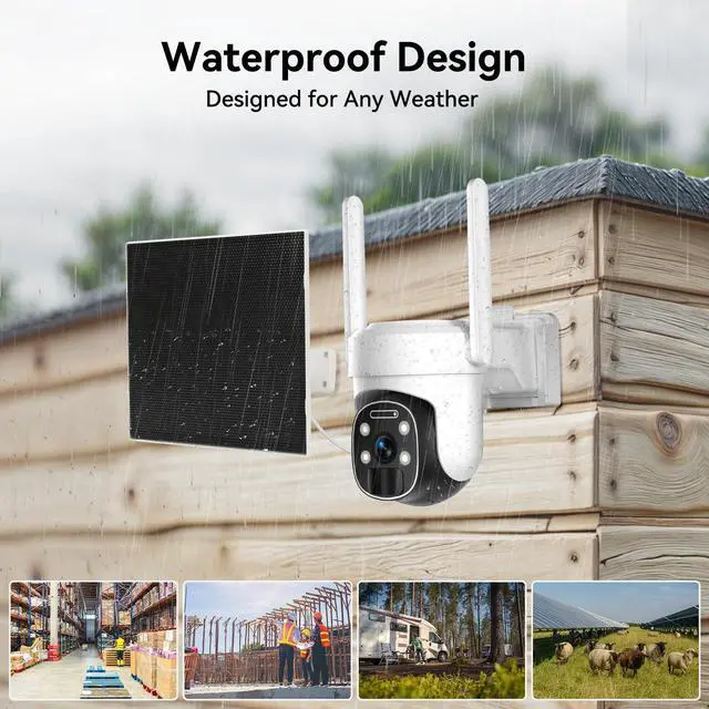 Alt view image 6 of 7 - 4G LTE Cellular Security Camera Outdoor, 2K No WiFi Solar Camera Outdoor Wireless Color Night Vision, Cellular Cameras for Security 360° Viewing, PIR Motion Sensor