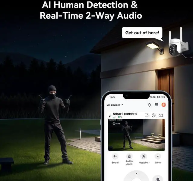 Alt view image 7 of 7 - 4G LTE Cellular Security Camera Outdoor, 2K No WiFi Solar Camera Outdoor Wireless Color Night Vision, Cellular Cameras for Security 360° Viewing, PIR Motion Sensor