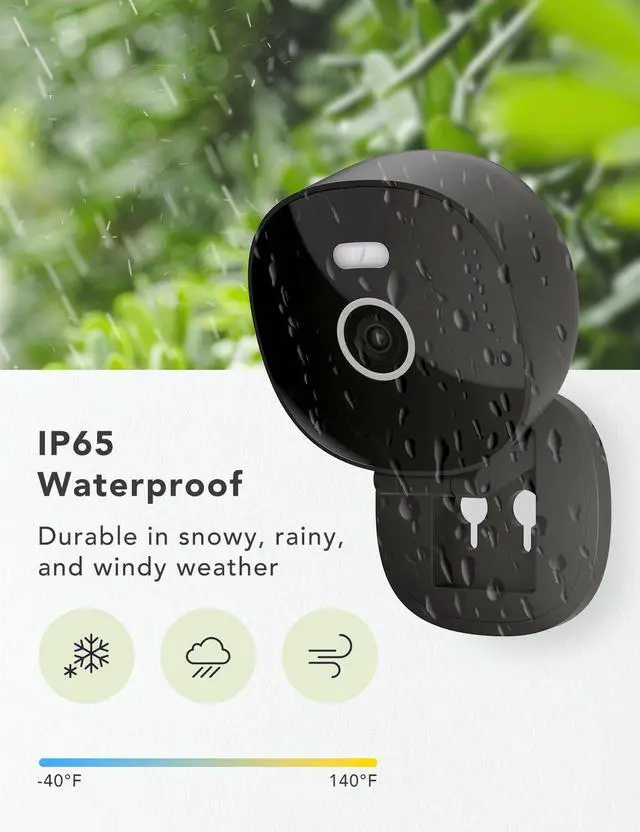 Alt view image 2 of 6 - 2K Security Camera, Outdoor/Indoor for Home, Pet, Baby, Nanny, IP65 Wterproof Color Night Vision, White Light & Siren, Recording, Motion Detection, Compatible with Alexa,Black-4P