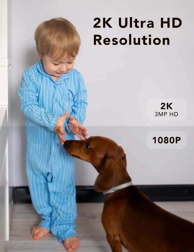 Alt view image 3 of 6 - 2K Security Camera, Outdoor/Indoor for Home, Pet, Baby, Nanny, IP65 Wterproof Color Night Vision, White Light & Siren, Recording, Motion Detection, Compatible with Alexa,Black-4P