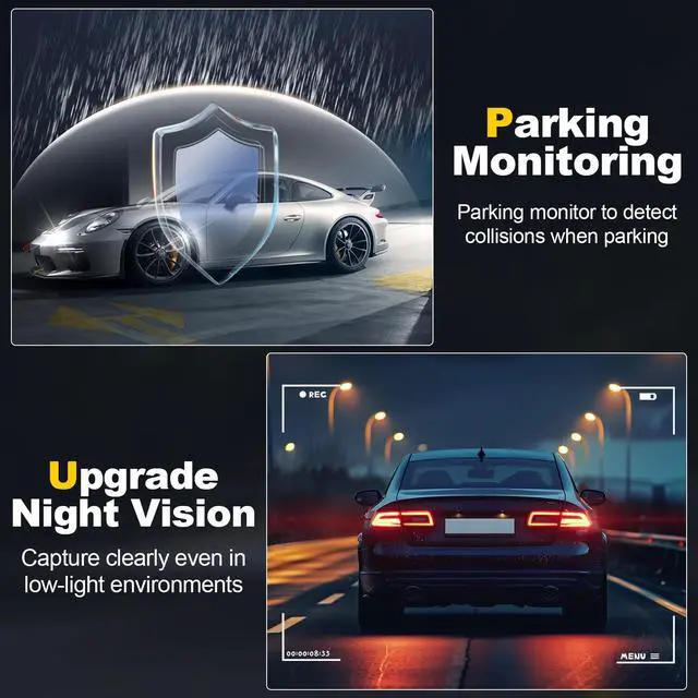 Alt view image 5 of 7 - Dash Camera, 4K/1080p Dash Camera Front and Rear, Built-in 5GWiFi, Dash Cam with 64GB SD Card, Full HD 2.0 IPS Screen, for App Control, G-Sensor, Loop Recording, and Parking Mode