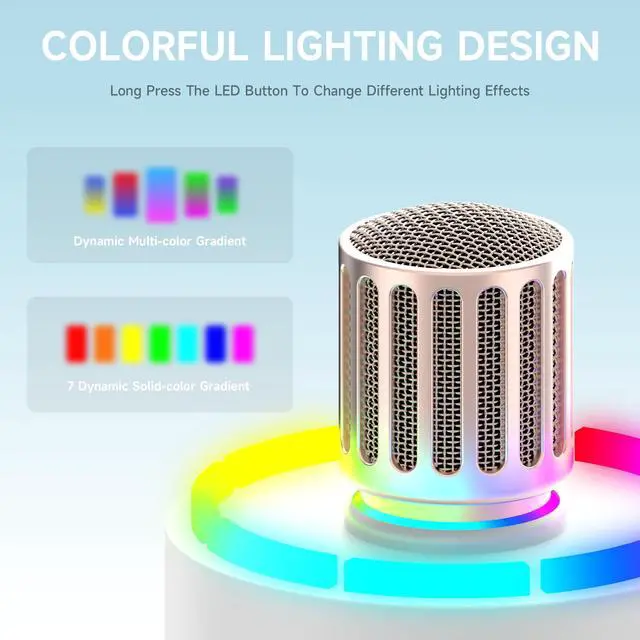 Alt view image 2 of 7 - Wireless Microphones, Microphone with One-to-One Chip Connection, Controllable LED Lights, 40H Duration, 200FT Range Free Sing, Volume Control Microphone for Singing, Speech, Home Party, Youtube
