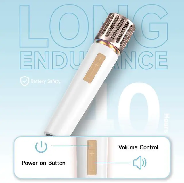 Alt view image 6 of 7 - Wireless Microphones, Microphone with One-to-One Chip Connection, Controllable LED Lights, 40H Duration, 200FT Range Free Sing, Volume Control Microphone for Singing, Speech, Home Party, Youtube