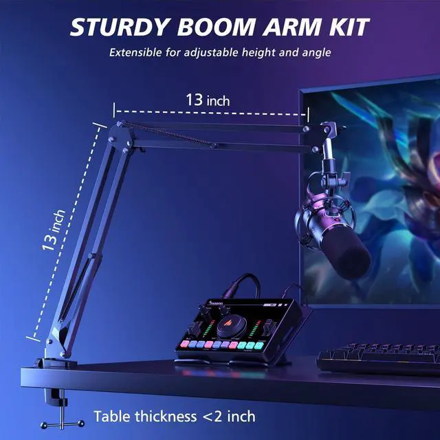 Alt view image 7 of 7 - XLR/USB Dynamic Microphone Kit, RGB Podcast Mic with Software, Mute, Gain Knob, Volume Control, Boom Arm for Streaming, Gaming, Voice-Over, Recording-PD200XS Black
