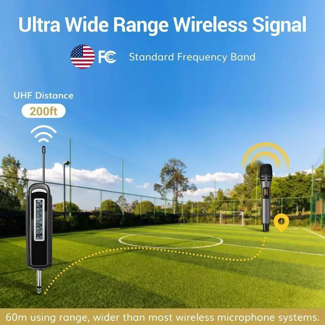 Alt view image 3 of 7 - Wireless Microphones, 4 UHF Karaoke Microphone System, Microfonos Inalambricos with Rechargeable Receiver, Cordless Dynamic Mics Set for Singing, Wedding, Party, 60 m/200ft TW361, 4 Mics Grey