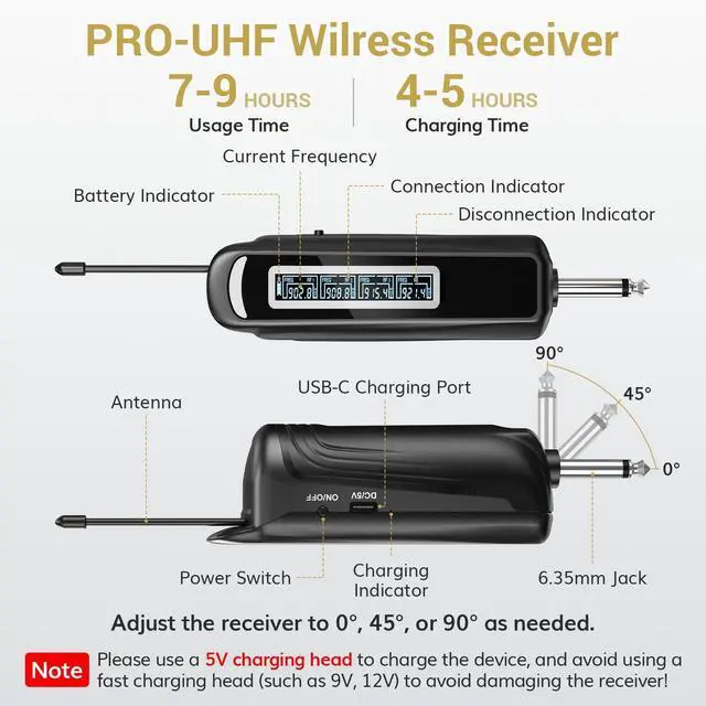 Alt view image 2 of 7 - Wireless Microphones, 4 UHF Karaoke Microphone System, Microfonos Inalambricos with Rechargeable Receiver, Cordless Dynamic Mics Set for Singing, Wedding, Party, 60 m/200ft TW361, 4 Mics Grey
