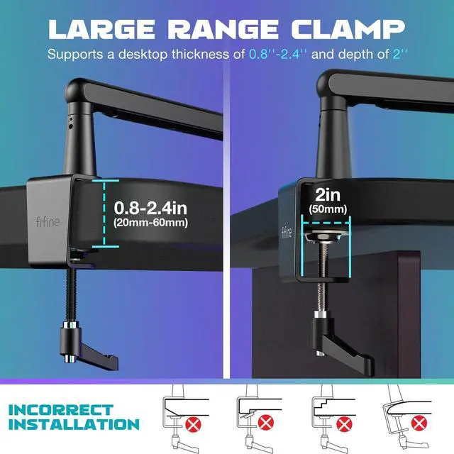 Alt view image 6 of 7 - Microphone Boom Arm, Low Profile Adjustable Stick Microphone Arm Stand with Desk Mount Clamp, Screw Adapter, Cable Management, for Podcast Streaming Gaming Studio-BM88