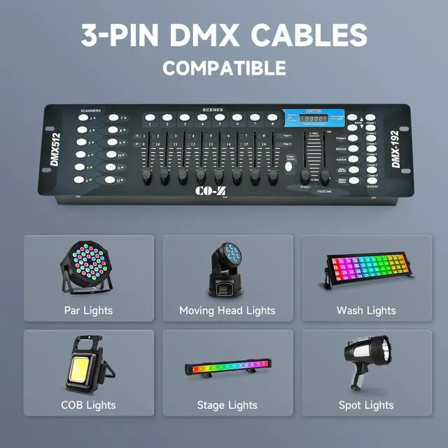 Alt view image 4 of 7 - 192 DMX 512 Stage DJ Light Controller Lighting Mixer Board Console for Light Shows, Party Disco Pub Night Club DJs KTV Bars and Moving Heads