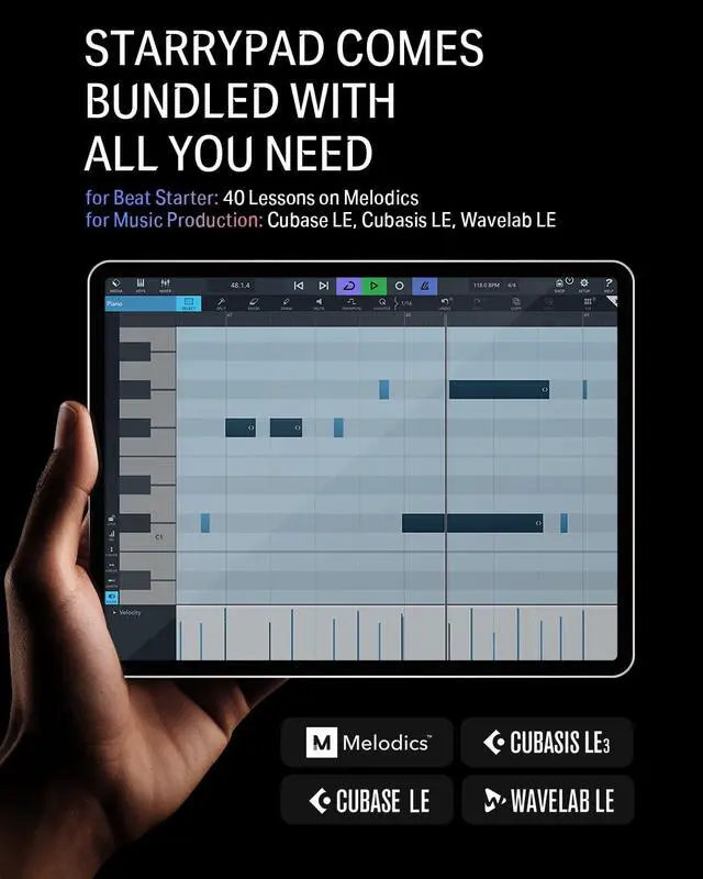 Alt view image 6 of 7 - MIDI Pad Beat Maker Machine Professional, Drum Machine with 16 Beat Pads, 2 Assignable Fader & Knobs and Music Production Software, USB MIDI Controller with 40 Courses, STARRYPAD