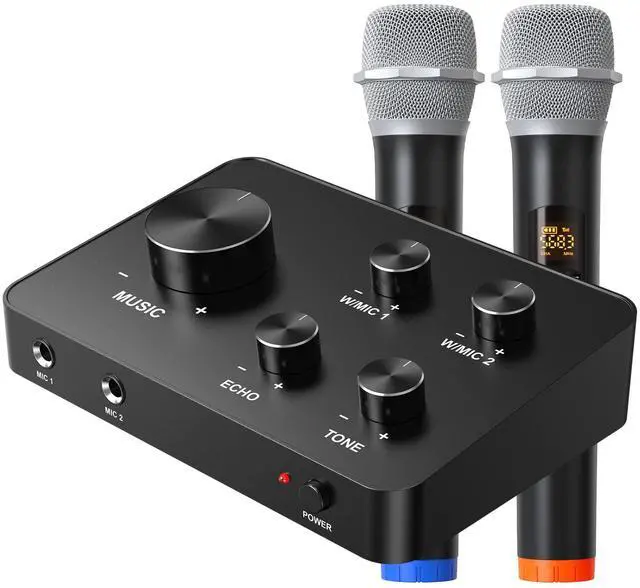 Main image of Wireless Microphone Karaoke Mixer System, Dual Handheld Wireless Microphone for Karaoke, Smart TV, PC, Speaker, Amplifier, Church, Wedding - Support HDMI, AUX In/Out