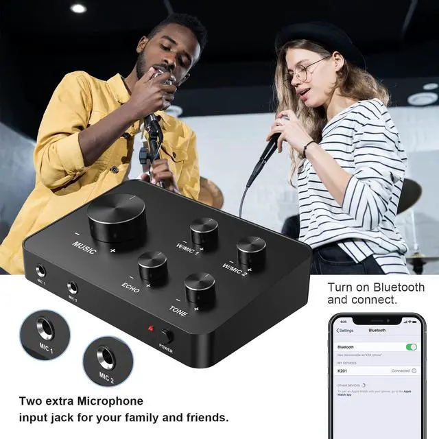 Alt view image 3 of 7 - Wireless Microphone Karaoke Mixer System, Dual Handheld Wireless Microphone for Karaoke, Smart TV, PC, Speaker, Amplifier, Church, Wedding - Support HDMI, AUX In/Out