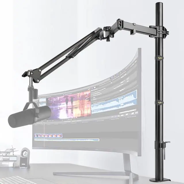 Main image of Mic Boom Arm, Adjustable Height Overhead Microphone Stand with Heightened Extension Riser for Shure SM7B Blue Yeti HyperX QuadCast S and other Mic