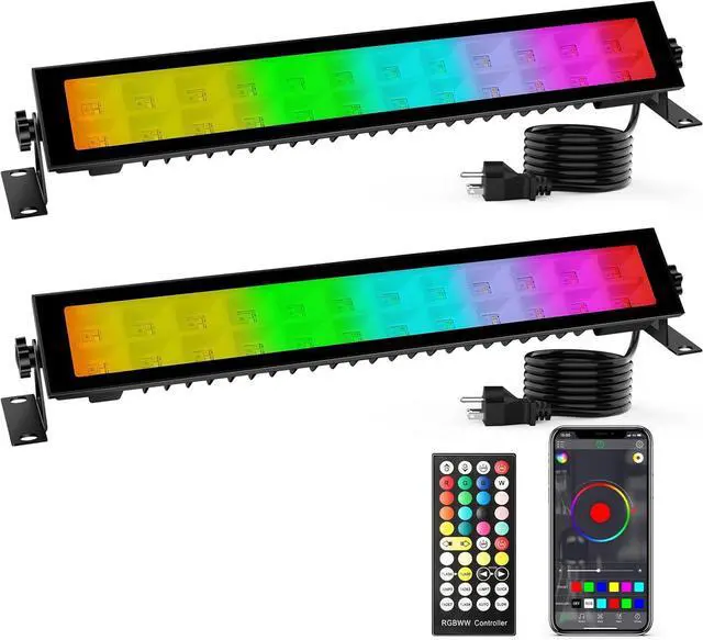Main image of LED Stage Wash Light Bar - 2Pack 48W RGB DJ Light Bar IP66 Waterproof by Smart APP & Remote Control Wall Washer Uplight for Garden Stage Lighting Events Home Decoration Wall Display