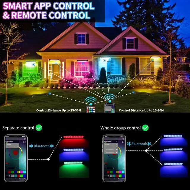 Alt view image 3 of 7 - LED Stage Wash Light Bar - 2Pack 48W RGB DJ Light Bar IP66 Waterproof by Smart APP & Remote Control Wall Washer Uplight for Garden Stage Lighting Events Home Decoration Wall Display