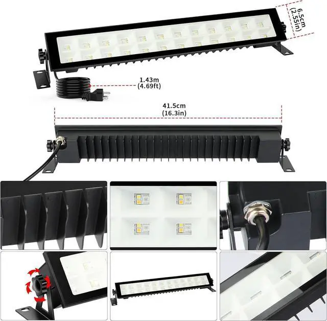 Alt view image 7 of 7 - LED Stage Wash Light Bar - 2Pack 48W RGB DJ Light Bar IP66 Waterproof by Smart APP & Remote Control Wall Washer Uplight for Garden Stage Lighting Events Home Decoration Wall Display