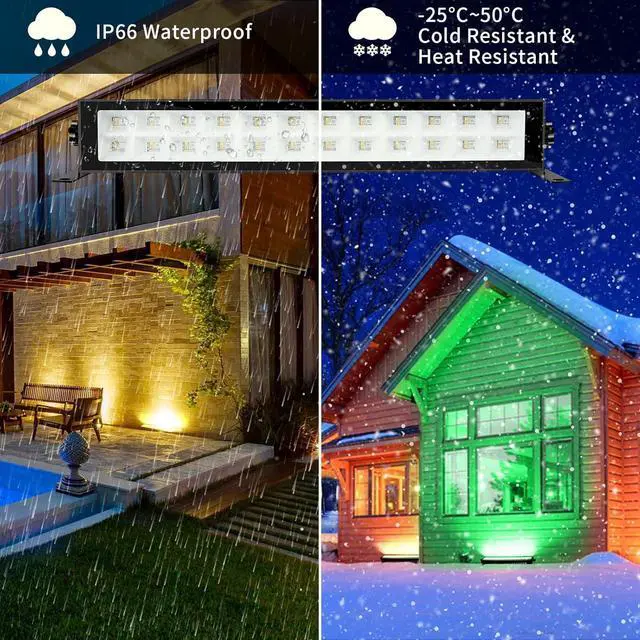 Alt view image 6 of 7 - LED Stage Wash Light Bar - 2Pack 48W RGB DJ Light Bar IP66 Waterproof by Smart APP & Remote Control Wall Washer Uplight for Garden Stage Lighting Events Home Decoration Wall Display