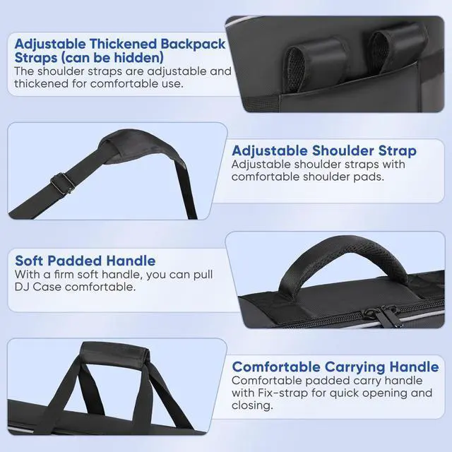 Alt view image 5 of 7 - DJ Controller Case with Wheels Compatible with DDJ FLX10 / DDJ-GRV6 / 1000 / 1000SRT / REV7 / REV5 / SC LIVE 4, Rolling DJ Bag Padded Backpack Soft with Multi-pocket for DJ Controller and Accessories