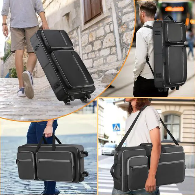 Alt view image 7 of 7 - DJ Controller Case with Wheels Compatible with DDJ FLX10 / DDJ-GRV6 / 1000 / 1000SRT / REV7 / REV5 / SC LIVE 4, Rolling DJ Bag Padded Backpack Soft with Multi-pocket for DJ Controller and Accessories