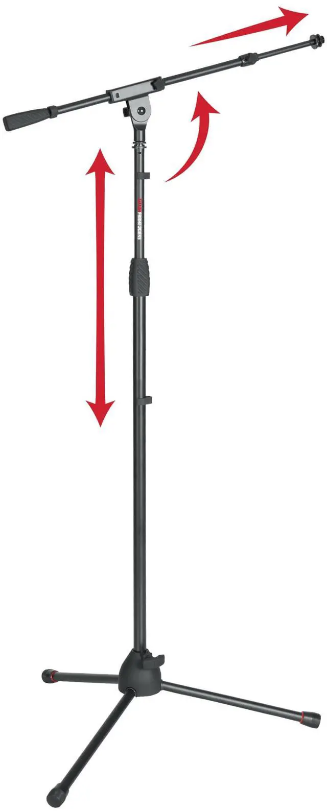 Main image of Tripod Mic Stand with Boom Arm & Soft Grip Twist Clutch Height Adjustment, Includes 3/8" and 5/8" Adapters (GFW-MIC-2020)