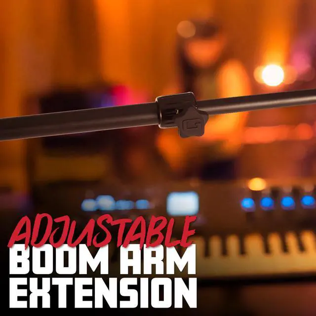 Alt view image 3 of 7 - Tripod Mic Stand with Boom Arm & Soft Grip Twist Clutch Height Adjustment, Includes 3/8" and 5/8" Adapters (GFW-MIC-2020)