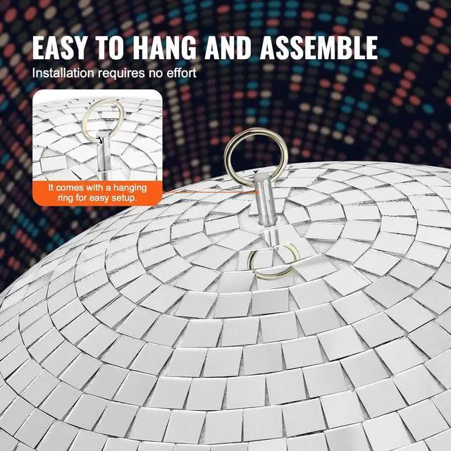 Alt view image 4 of 7 - Mirror Disco Ball, 16 Inch Party Mirror Ball with Hanging Ring, Large Lightning Disco Ball Party Decorations, Ideal for DJ Club, Stage, Wedding, Birthday, Christmas, New Years Celebration