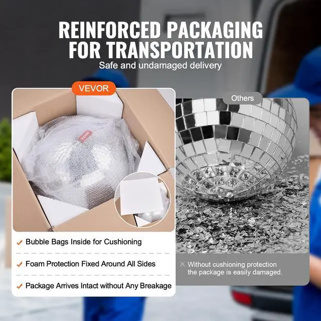 Alt view image 6 of 7 - Mirror Disco Ball, 16 Inch Party Mirror Ball with Hanging Ring, Large Lightning Disco Ball Party Decorations, Ideal for DJ Club, Stage, Wedding, Birthday, Christmas, New Years Celebration