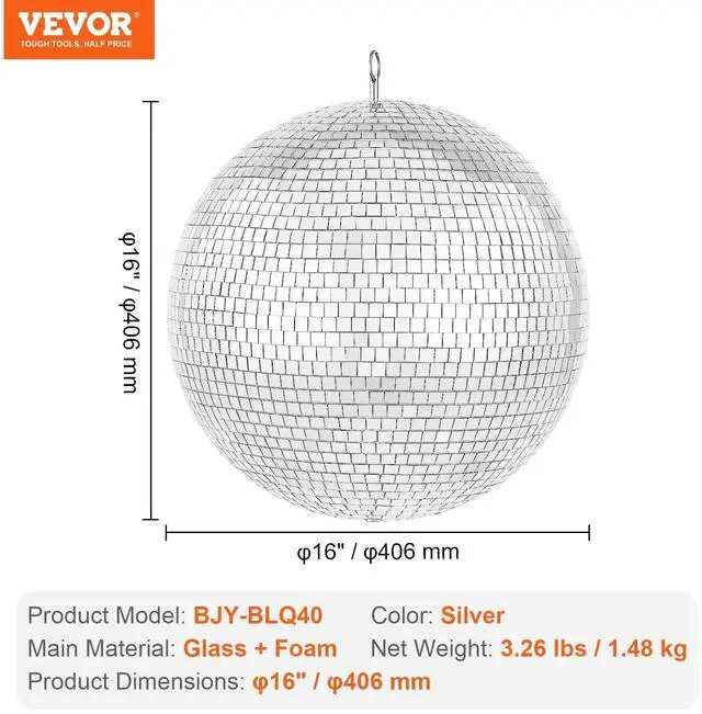 Alt view image 7 of 7 - Mirror Disco Ball, 16 Inch Party Mirror Ball with Hanging Ring, Large Lightning Disco Ball Party Decorations, Ideal for DJ Club, Stage, Wedding, Birthday, Christmas, New Years Celebration