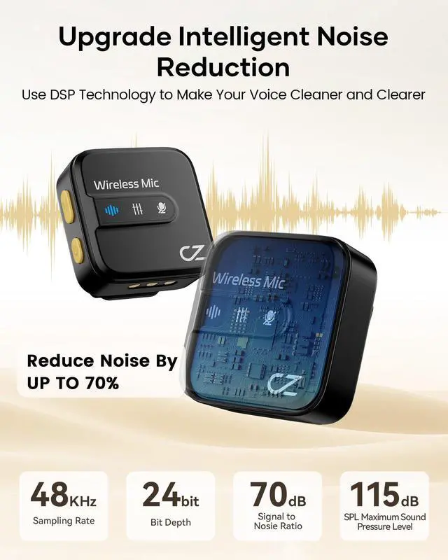 Alt view image 5 of 7 - Wireless Lavalier Microphone for iPhone iPad Android with Charging Case,Lapel Mic with Noise Reduction,56H Battery Life, 164ft Range,Mini Microphone for Video Recording,YouTube,Vlog,Live Streaming
