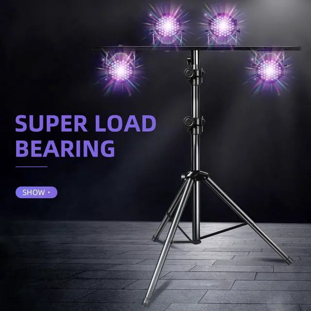 Alt view image 4 of 7 - DJ Light Stand for Par Lights, 48.8-114.1 inches Protable Tripod DJ Stand for Stage, Bar, Banquet, Party