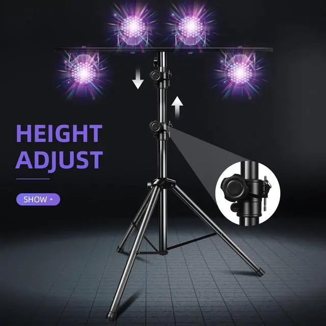 Alt view image 5 of 7 - DJ Light Stand for Par Lights, 48.8-114.1 inches Protable Tripod DJ Stand for Stage, Bar, Banquet, Party