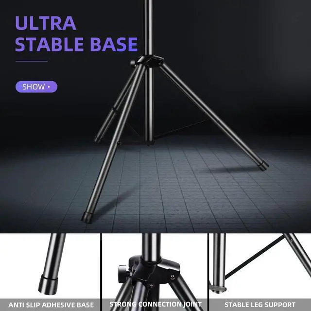 Alt view image 6 of 7 - DJ Light Stand for Par Lights, 48.8-114.1 inches Protable Tripod DJ Stand for Stage, Bar, Banquet, Party