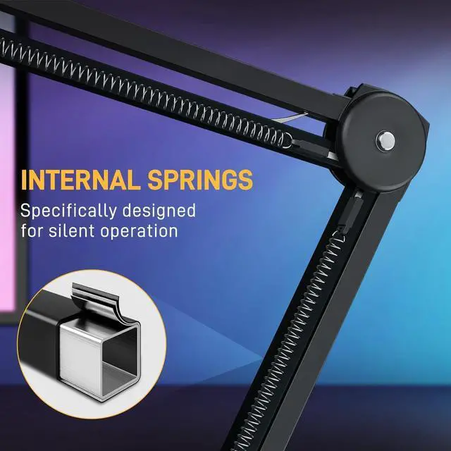 Alt view image 6 of 7 - Microphone Boom Arm: Heavy Duty Adjustable Metal Suspension mic stand with Upgraded Desk Clamp and 3/8" to 5/8" Screw Adapter for Podcasting Recording Streaming Gaming - BA37