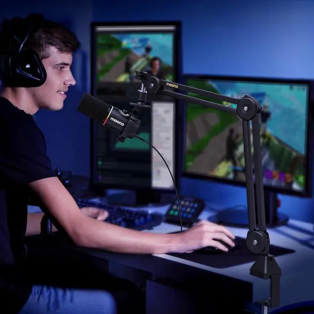 Alt view image 7 of 7 - Microphone Boom Arm: Heavy Duty Adjustable Metal Suspension mic stand with Upgraded Desk Clamp and 3/8" to 5/8" Screw Adapter for Podcasting Recording Streaming Gaming - BA37