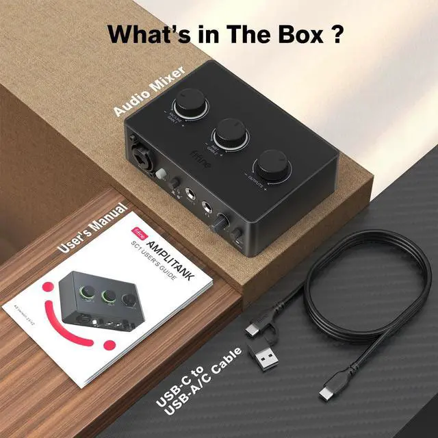 Alt view image 7 of 7 - PC Audio Mixer for Recording Music, USB Interface for Streaming and Podcasting with XLR, Monitor, 48V Phantom Power, Gain Knob, for Instrument Guitar/Video Content Creation/Vocal-Ampli 1