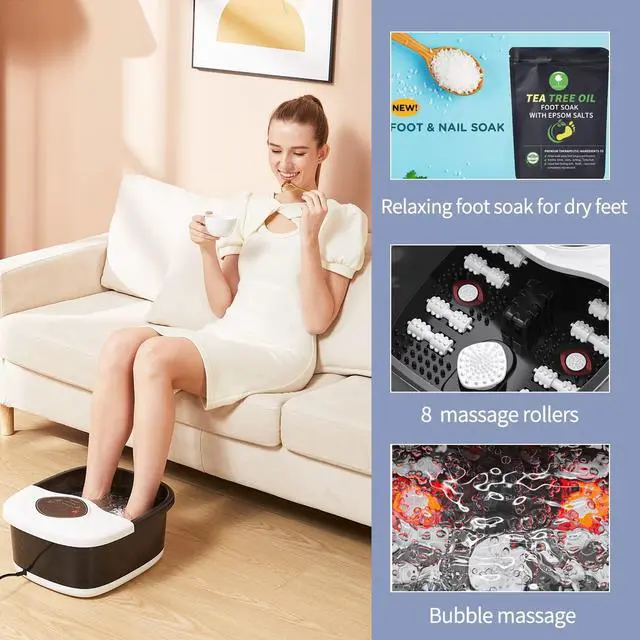 Alt view image 2 of 5 - Foot Spa,Foot Bath Massager with Tea Tree Oil Foot Soak with Epsom Salt - with Heat, Bubbles and Vibration,Red Light,Medicine Box Digital Temperature Control 8 Acupressure Massage Points