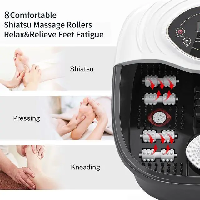 Alt view image 3 of 5 - Foot Spa,Foot Bath Massager with Tea Tree Oil Foot Soak with Epsom Salt - with Heat, Bubbles and Vibration,Red Light,Medicine Box Digital Temperature Control 8 Acupressure Massage Points