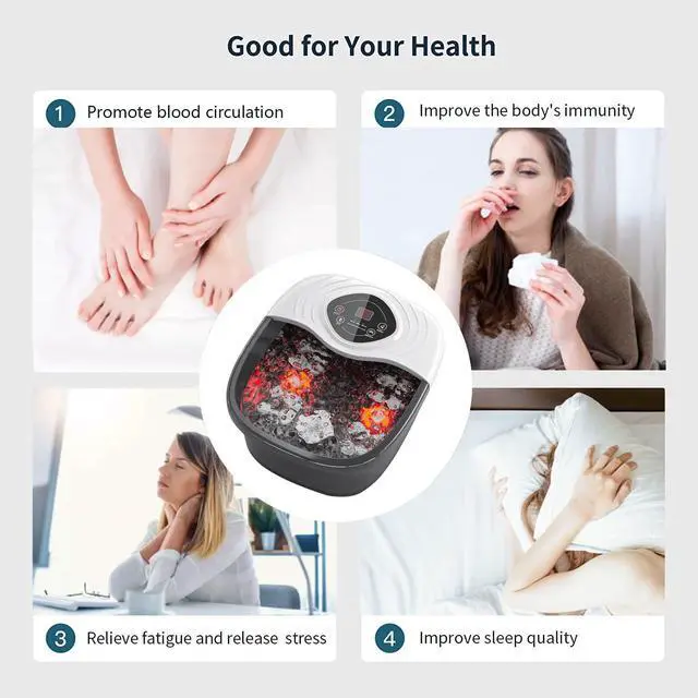 Alt view image 5 of 5 - Foot Spa,Foot Bath Massager with Tea Tree Oil Foot Soak with Epsom Salt - with Heat, Bubbles and Vibration,Red Light,Medicine Box Digital Temperature Control 8 Acupressure Massage Points