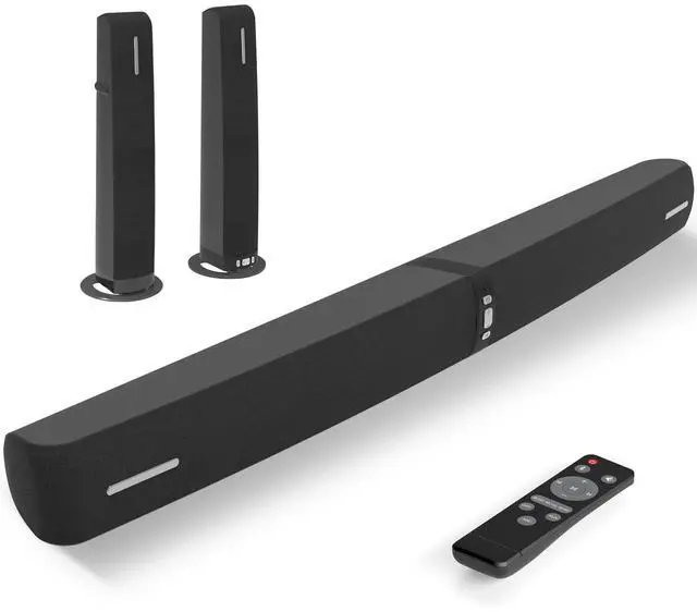 Main image of Sound Bar for Smart TV,90W Soundbar with Bluetooth/ARC/Optical/AUX Connect, Auto Volume Boost, 3 Customizable Equalizer Modes, 2 in 1 Detachable Soundbar for TV/PC/Gaming/Projectors