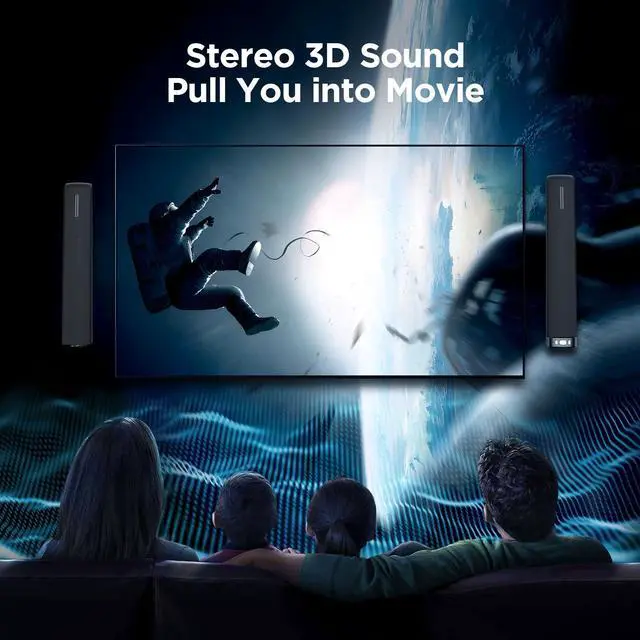 Alt view image 3 of 7 - Sound Bar for Smart TV,90W Soundbar with Bluetooth/ARC/Optical/AUX Connect, Auto Volume Boost, 3 Customizable Equalizer Modes, 2 in 1 Detachable Soundbar for TV/PC/Gaming/Projectors