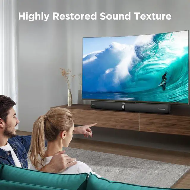 Alt view image 7 of 7 - Sound Bar for Smart TV,90W Soundbar with Bluetooth/ARC/Optical/AUX Connect, Auto Volume Boost, 3 Customizable Equalizer Modes, 2 in 1 Detachable Soundbar for TV/PC/Gaming/Projectors