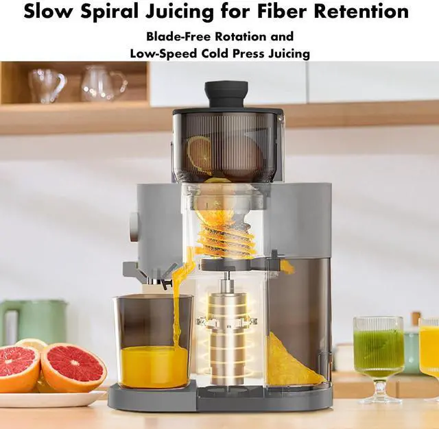 Alt view image 2 of 4 - Cold Press Juicer, Slow Masticating Machines with 5.2" Extra Large Feed Chute Fit Whole Fruits & Vegetables, Easy Clean Self Feeding Effortless for Quick Juicing, High Juice Yield