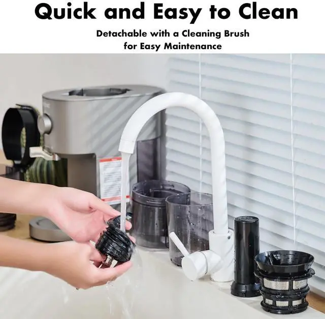 Alt view image 3 of 4 - Cold Press Juicer, Slow Masticating Machines with 5.2" Extra Large Feed Chute Fit Whole Fruits & Vegetables, Easy Clean Self Feeding Effortless for Quick Juicing, High Juice Yield