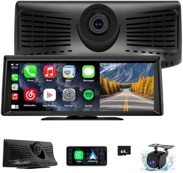 Main image of Wireless CarPlay Screen with 2K Dash Cam, 8.1" Portable Touchscreen Car Stereo with CarPlay & Android Auto, 1080P Backup Camera, Voice Control, Bluetooth, Mirror Link, GPS Navigation
